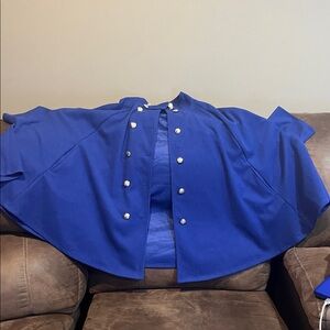Elegant Blue Cape with Silver Buttons